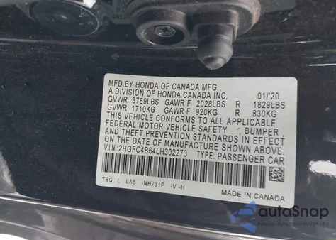 2020 Honda Civic Lx from USA, damaged, VIN 2HGFC4B64LH302273